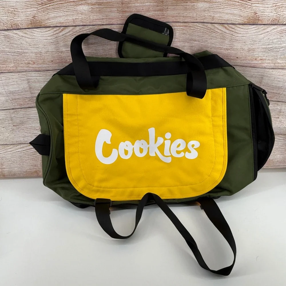 NEW Cookies Parks Utility Smell Proof Duffel Bag Green Yellow Travel Gym Bag